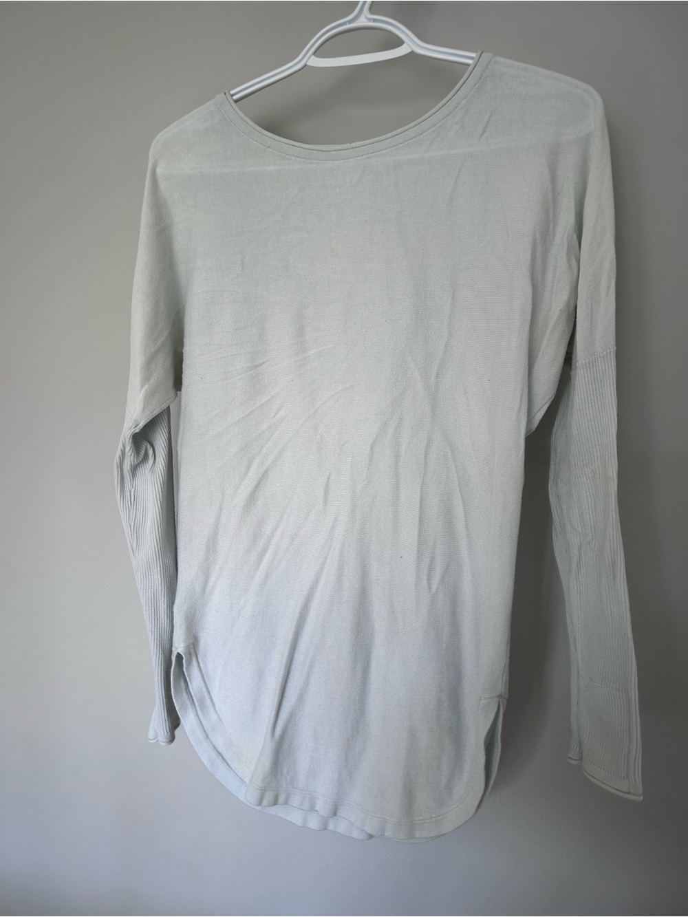 LULULEMON light mint green long sweater with hidden thumb hole